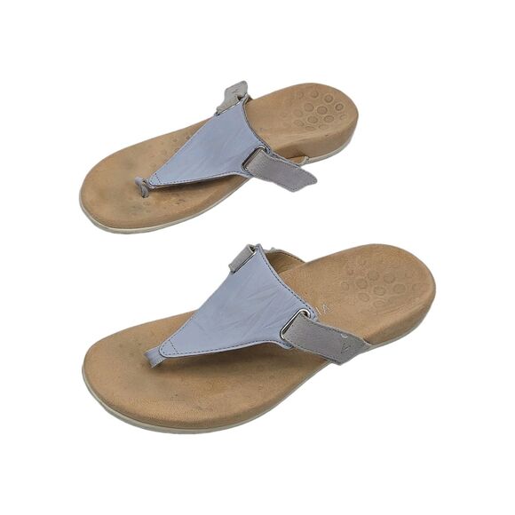Vionic Shoes - Vionic Sandal Shoe Wanda Orthotic Blue Women Sz 10 Flat Thong Adjustable Slip-On
